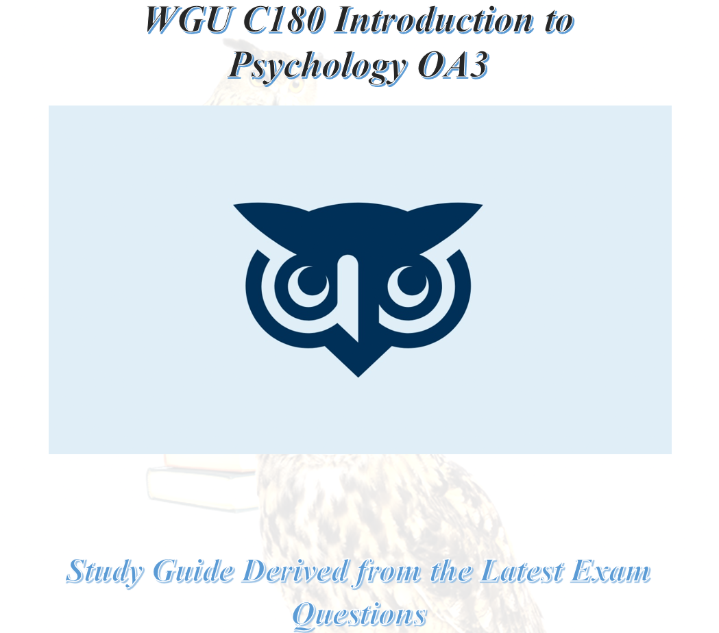 WGU C180 Introduction to Psychology OA3