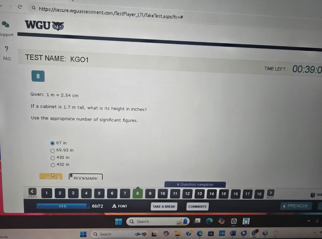 WGU D425 Introduction to Chemistry OA1
